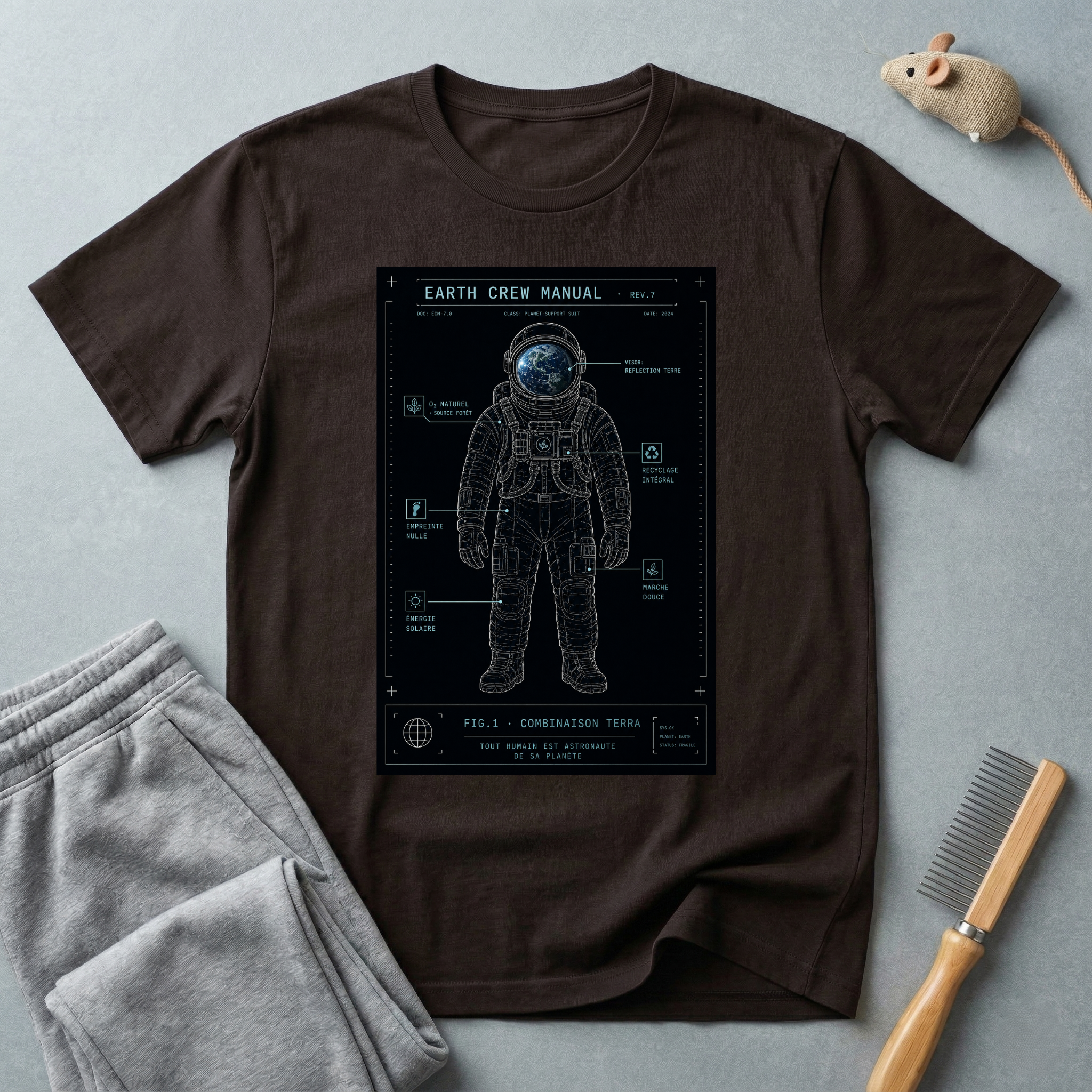 T-shirt schéma d’astronaute “Earth Crew Manual”