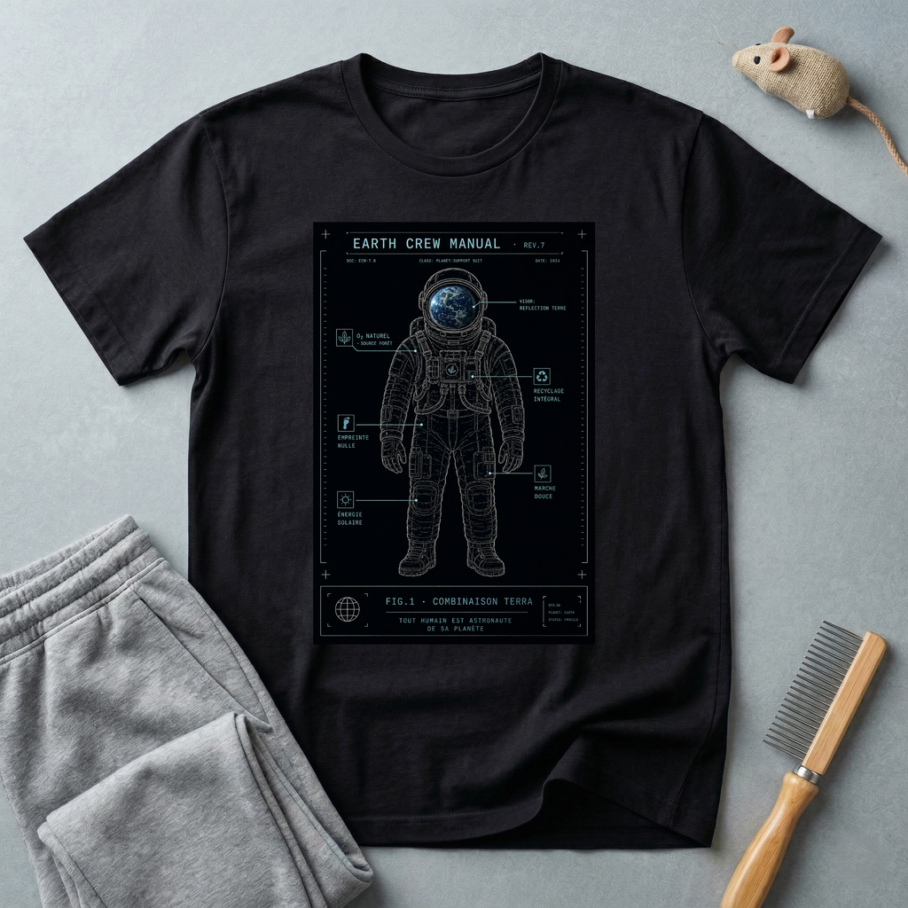 T-shirt schéma d’astronaute “Earth Crew Manual”