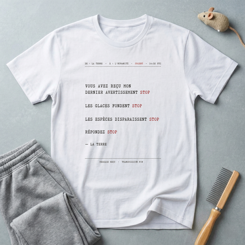 T-shirt Message pour le climat — «Vous avez reçu mon dernier avertissement STOP»