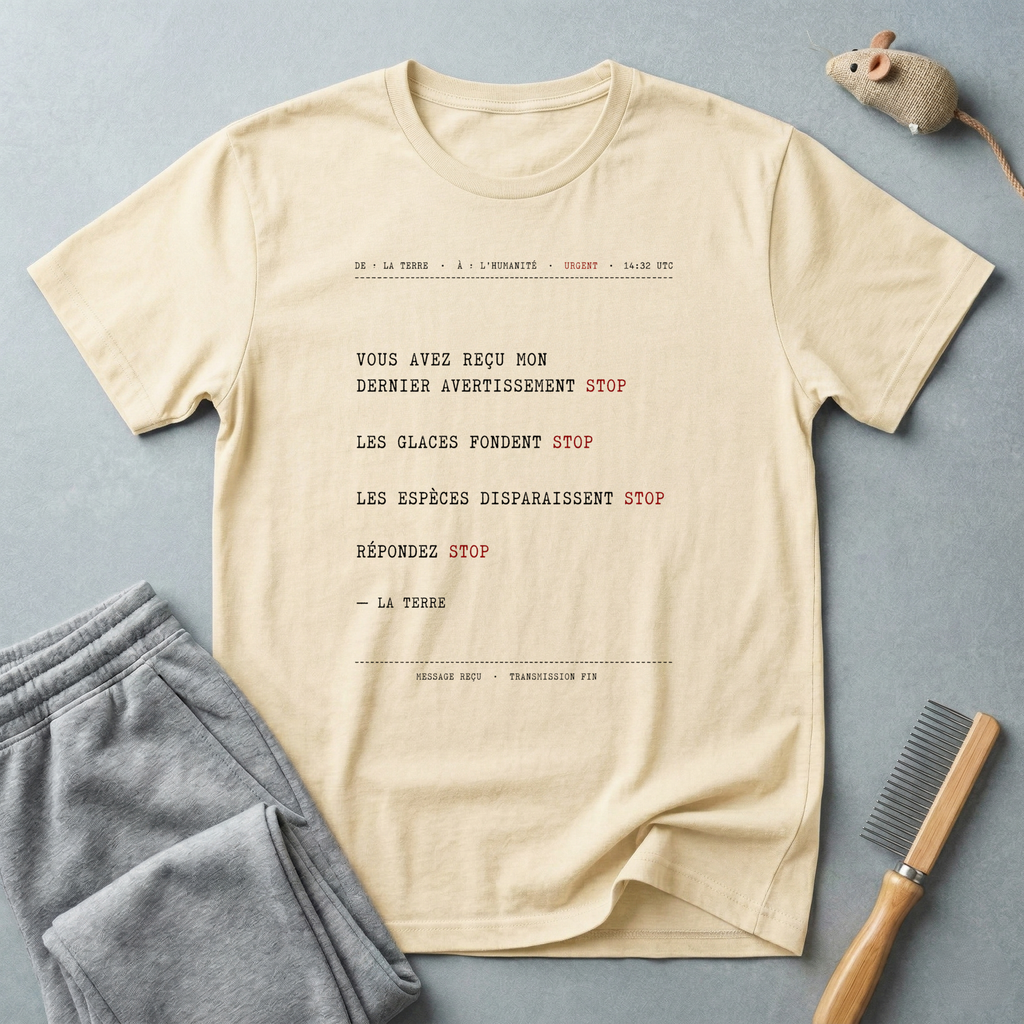 T-shirt Message pour le climat — «Vous avez reçu mon dernier avertissement STOP»