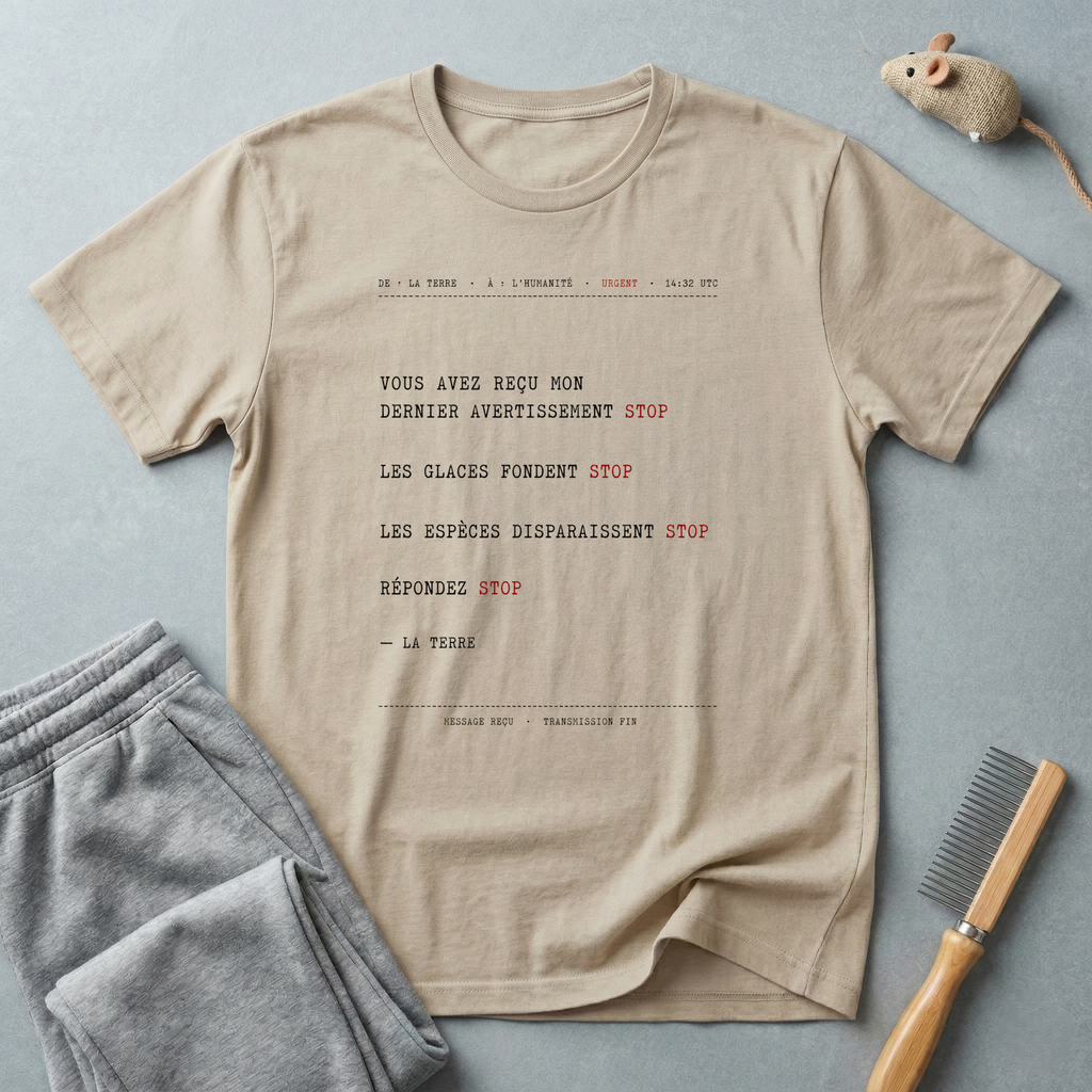 T-shirt Message pour le climat — «Vous avez reçu mon dernier avertissement STOP»