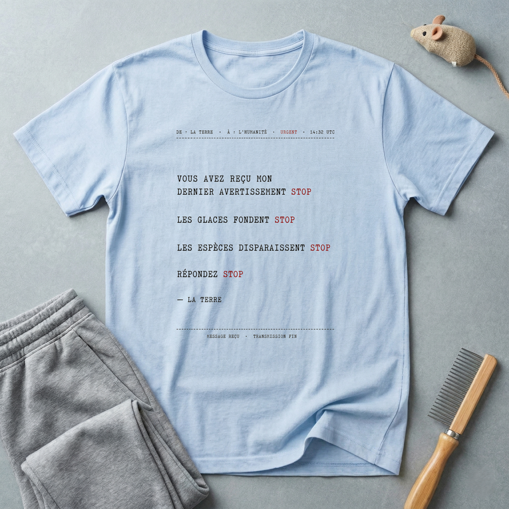 T-shirt Message pour le climat — «Vous avez reçu mon dernier avertissement STOP»