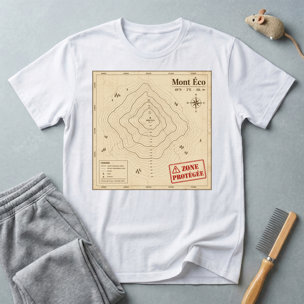 T-shirt carte topographique — t-shirt vintage de randonnée du Mont Éco