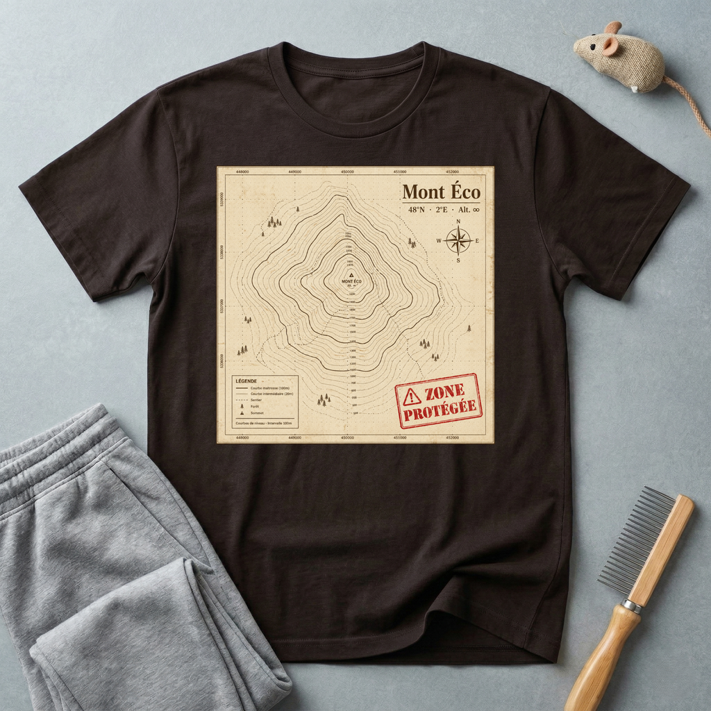 T-shirt carte topographique — t-shirt vintage de randonnée du Mont Éco