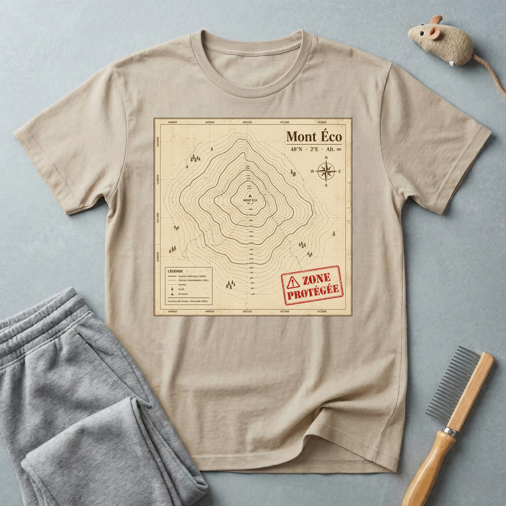 T-shirt carte topographique — t-shirt vintage de randonnée du Mont Éco
