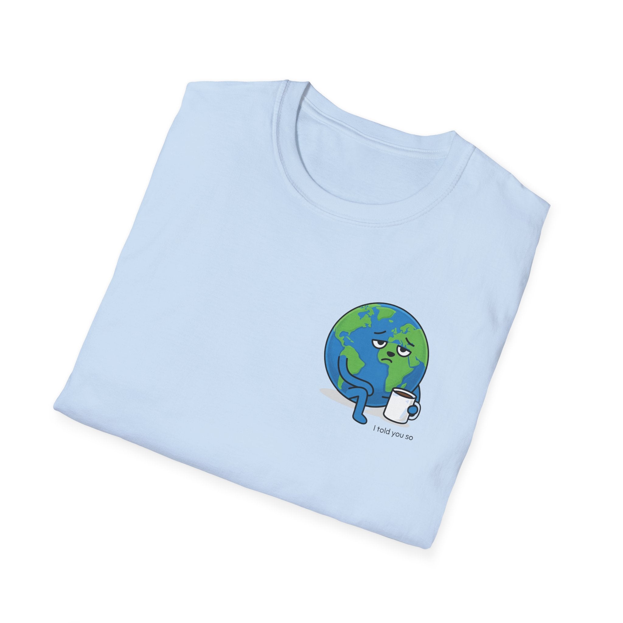 Earth Hugging Coffee T-Shirt — Cute Planet Drinking Coffee Graphic Tee