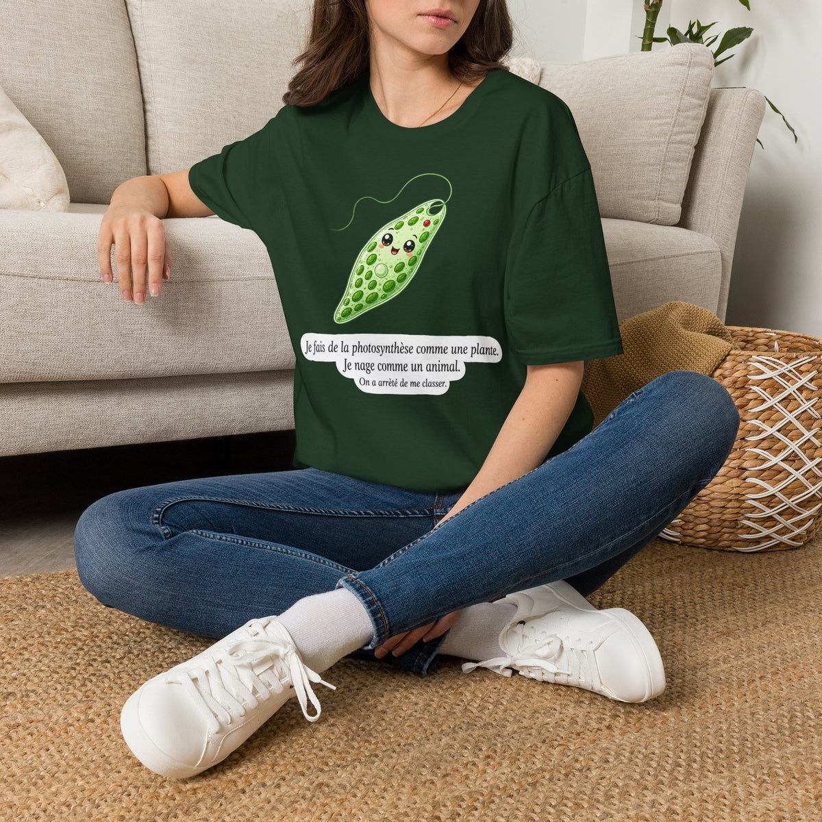 T-shirt kawaii avec cosse de pois — Adorable t-shirt illustré sur le thème botanique