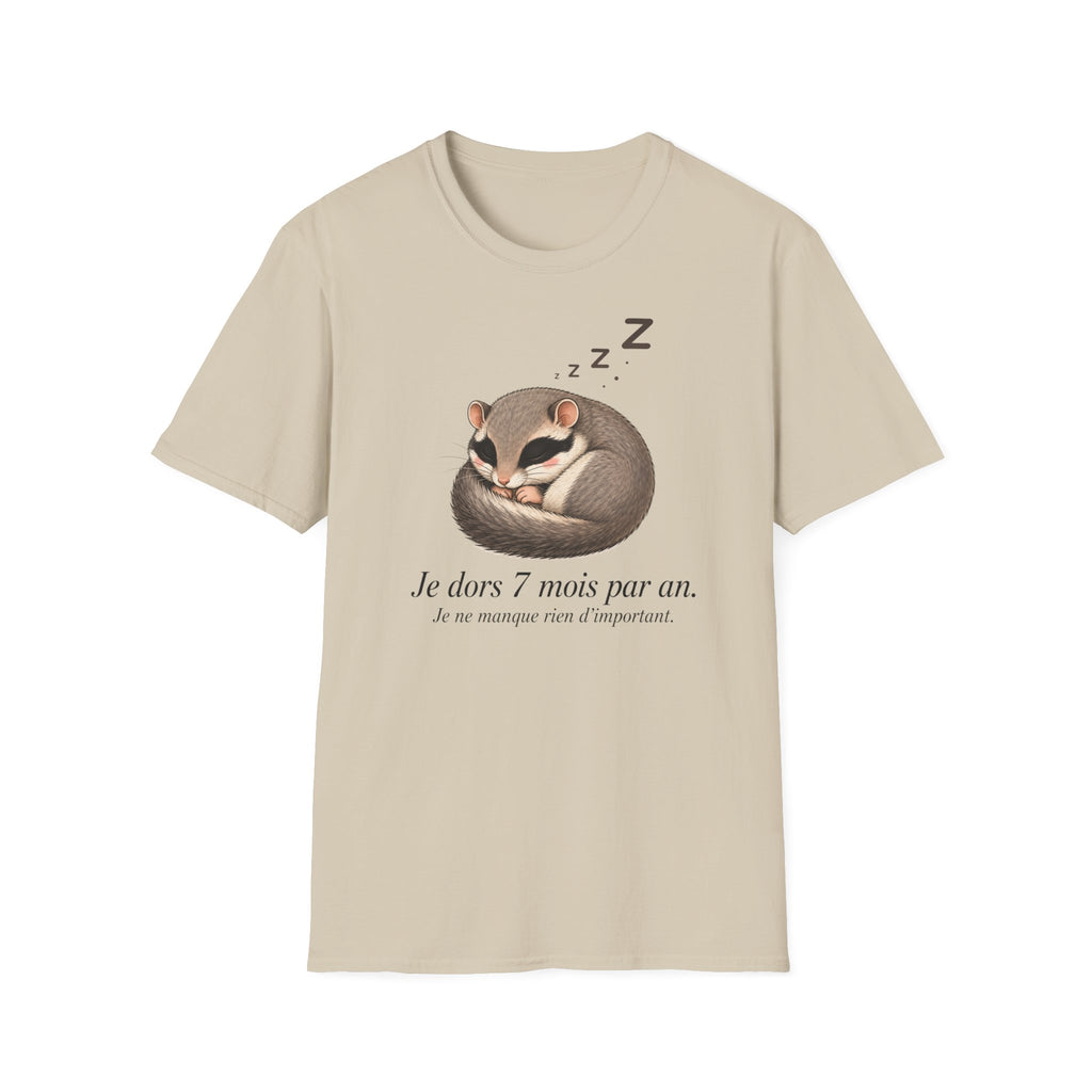 T-shirt « Planeur de sucre endormi » — Adorable petit animal de poche faisant la sieste, Zzz