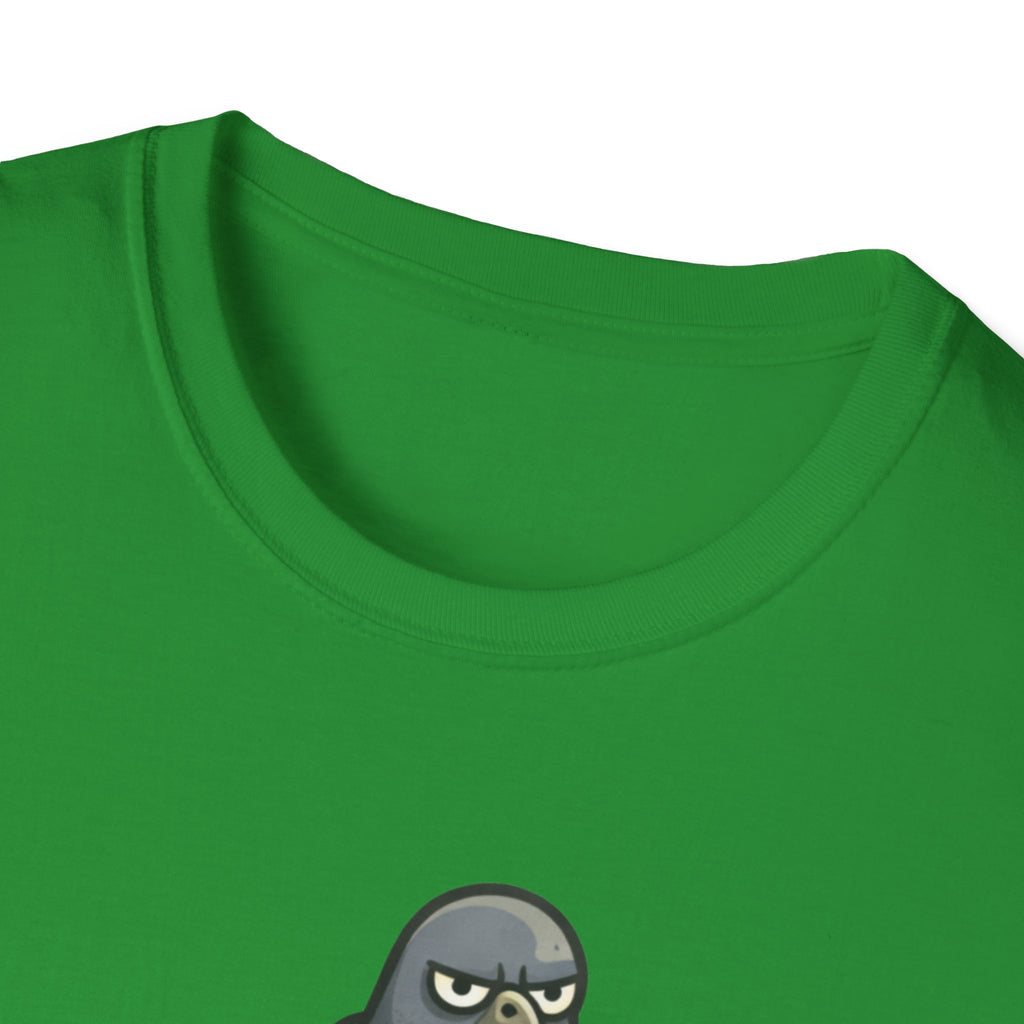 T-Shirt — "Menace biologique locale" Pigeon with Scarf and Croissant Cute Graphic