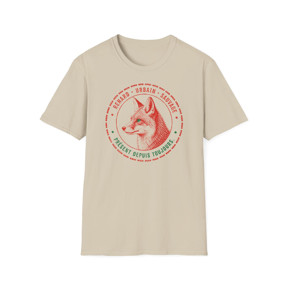 T-shirt Renard vintage avec écusson — « Renard urbain sauvage » — T-shirt rétro sur le thème de la faune sauvage