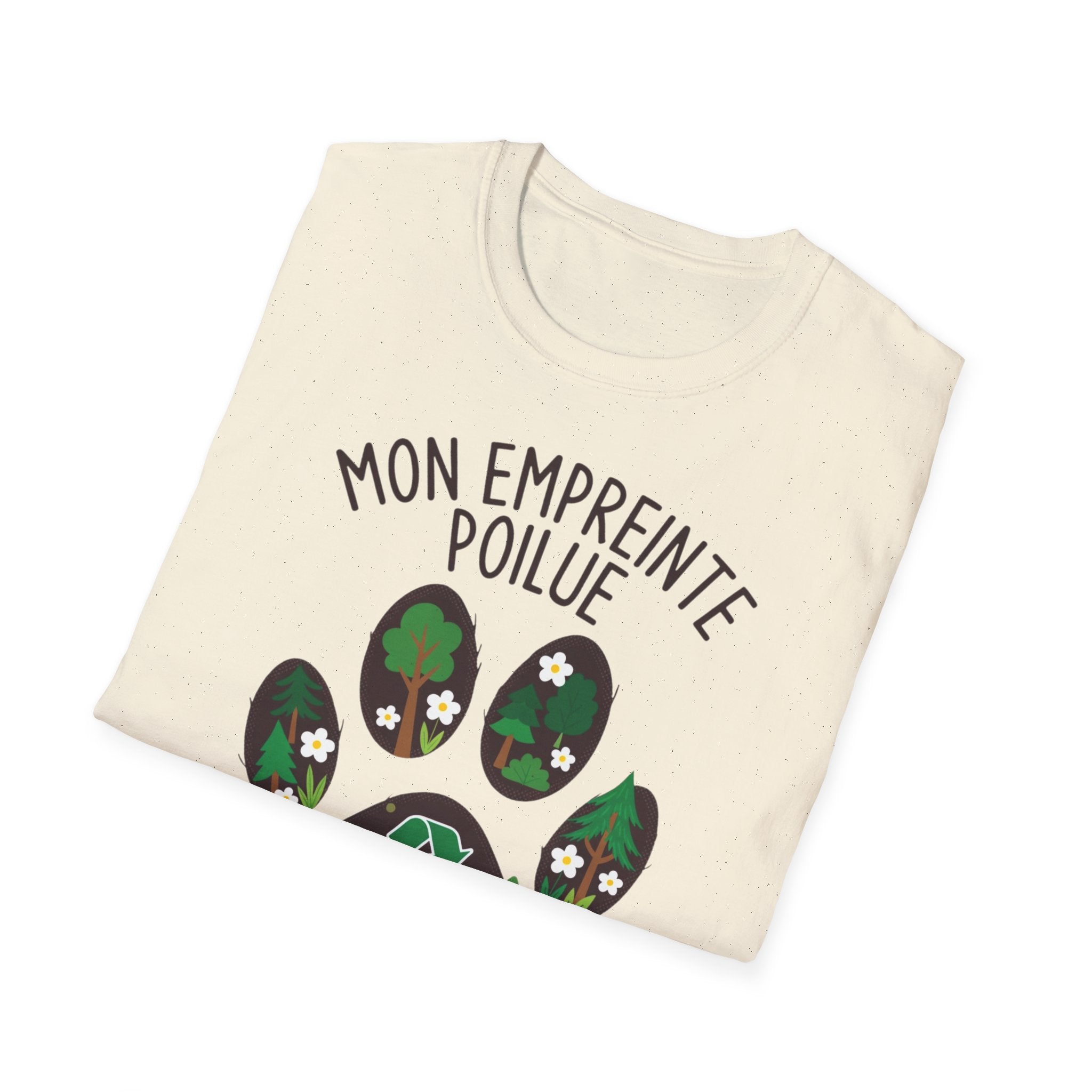 French Paw Print T‑Shirt — "Mon empreinte poilue" Floral Paw Graphic