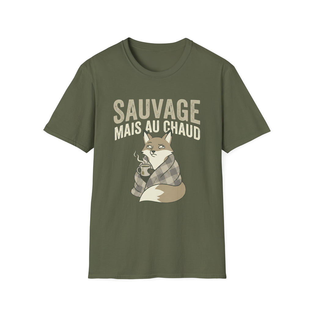 Sauvage Mais Au Chaud Fox T-Shirt — Cozy Vintage Fox Graphic Tee