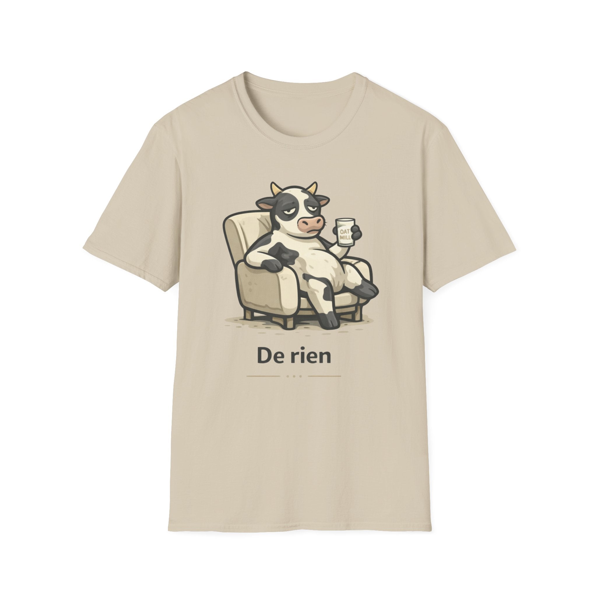 Cow Lounge T-Shirt — Cute Relaxing Cow Illustration with “De rien” Text