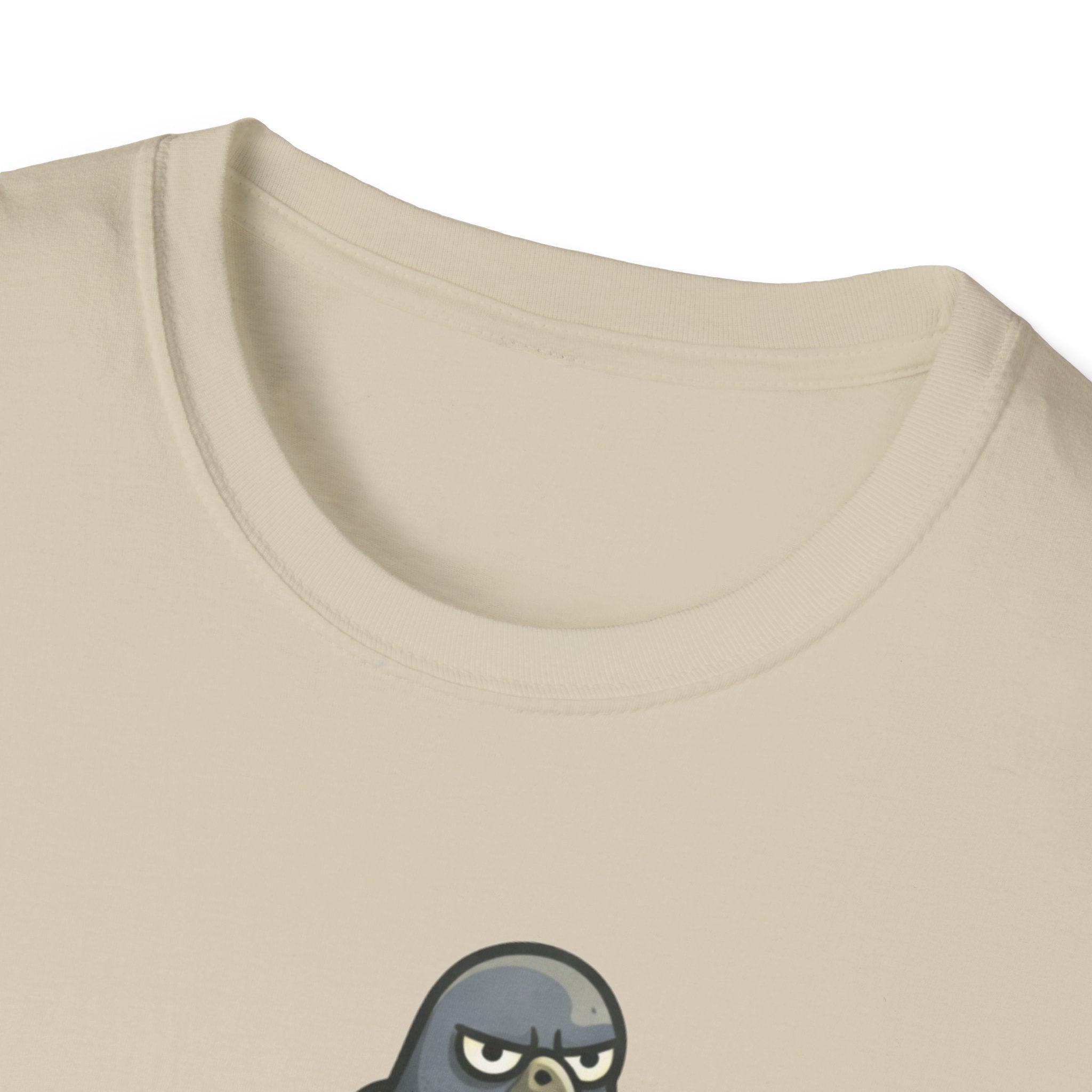 T-Shirt — "Menace biologique locale" Pigeon with Scarf and Croissant Cute Graphic