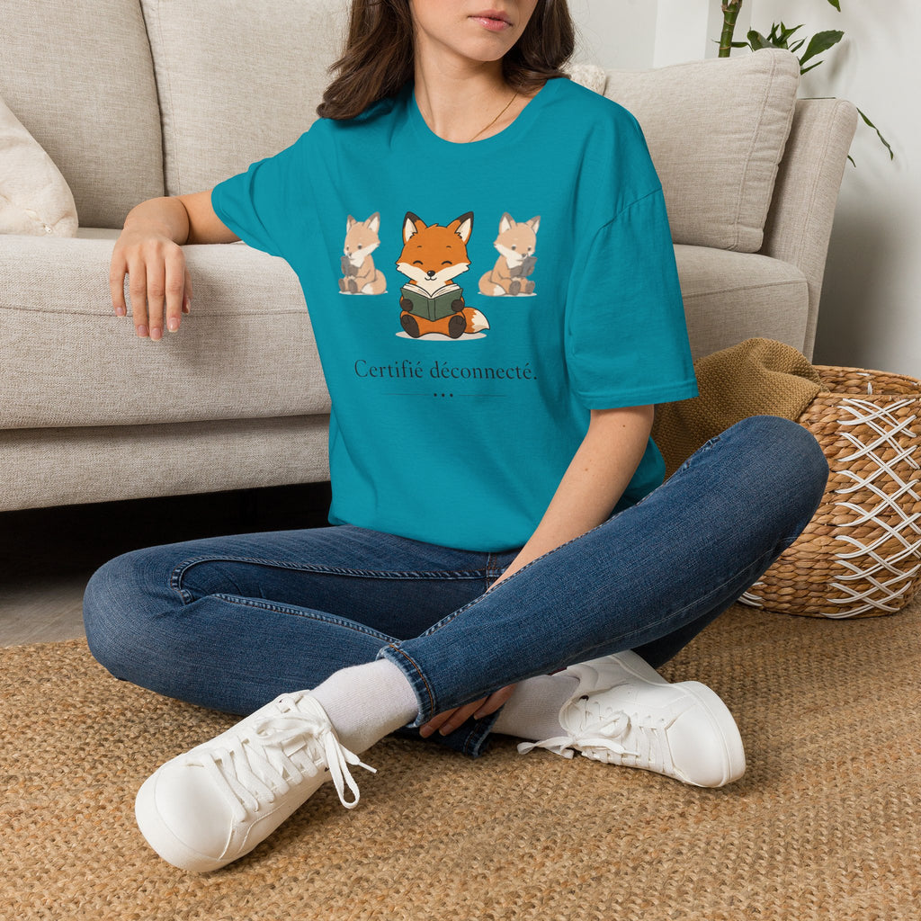 T-shirt Renards lecteurs — Adorables renards dessinés « Reconnecteur certifié »