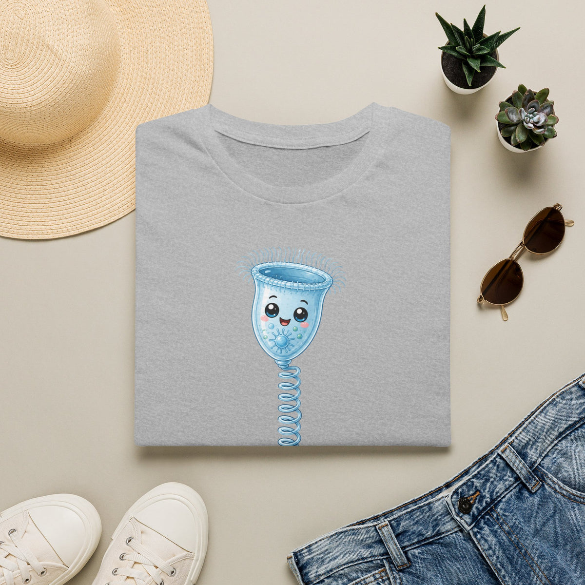 T-shirt illustré avec coupe menstruelle — Adorable t-shirt kawaii sur le thème des règles (sans tabou)
