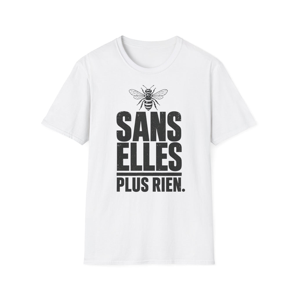 T-shirt — « Sans elles, plus rien » — Illustration graphique d’abeilles