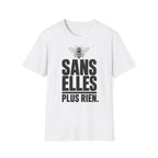 T-shirt — « Sans elles, plus rien » — Illustration graphique d’abeilles