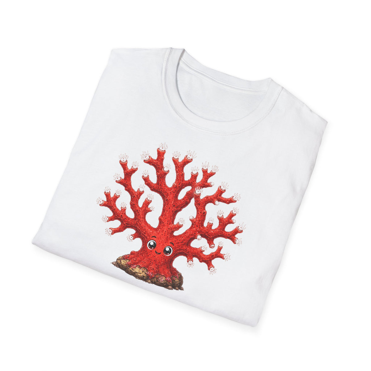 T-Shirt — Red Coral Illustration with French Quote