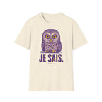 T-shirt graphique avec hibou — Hibou violet avec inscription « Je sais. »