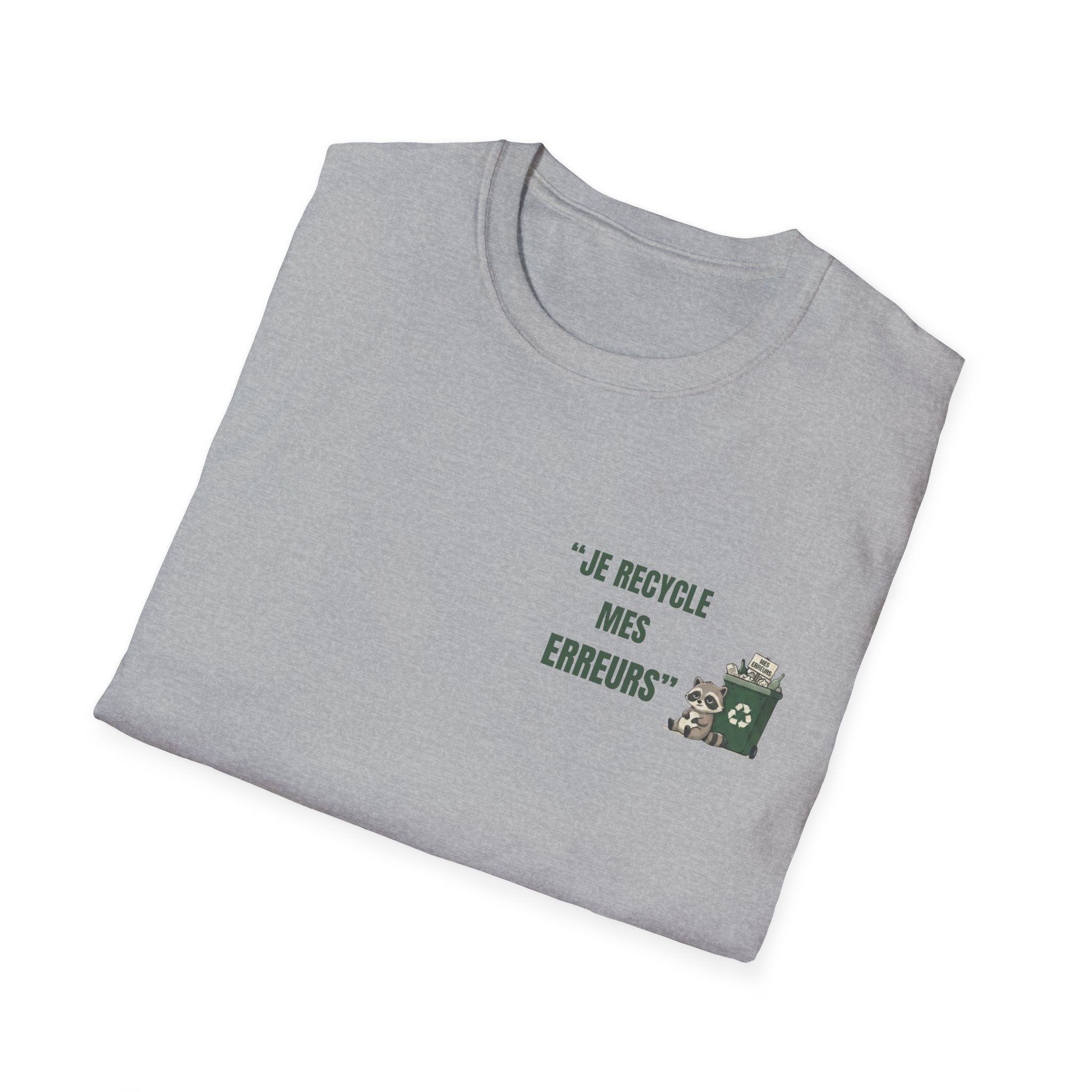 T-Shirt — "Je recycle mes erreurs" Graphic Tee with Recycling Camera Art