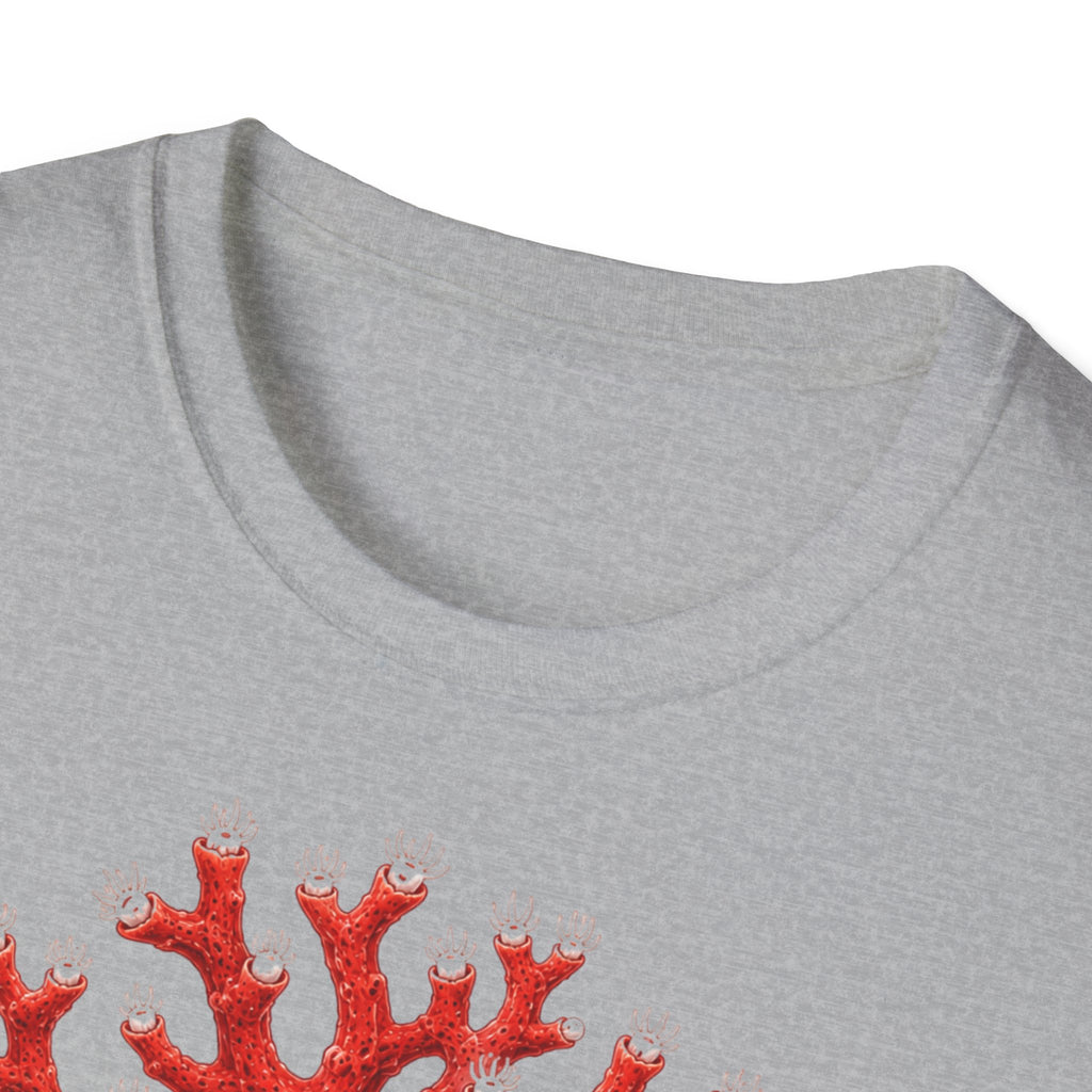 T-Shirt — Red Coral Illustration with French Quote
