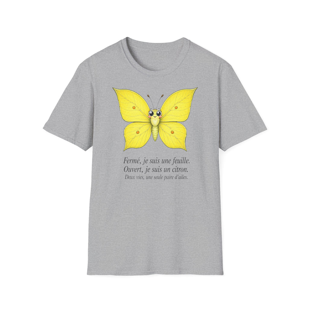 T-shirt papillon jaune avec poème