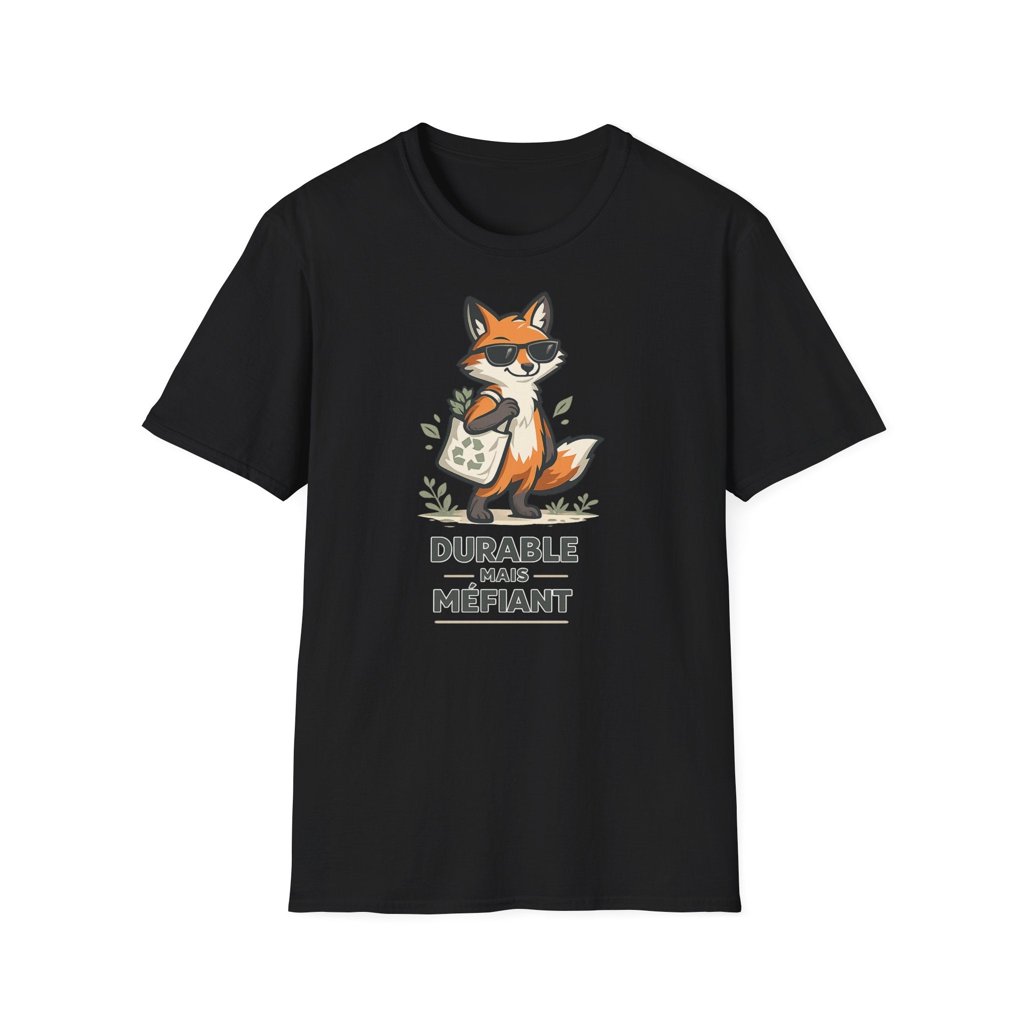 Fox Illustration T-Shirt — "Durable Mais Méfiant" Cute Fox Graphic Tee