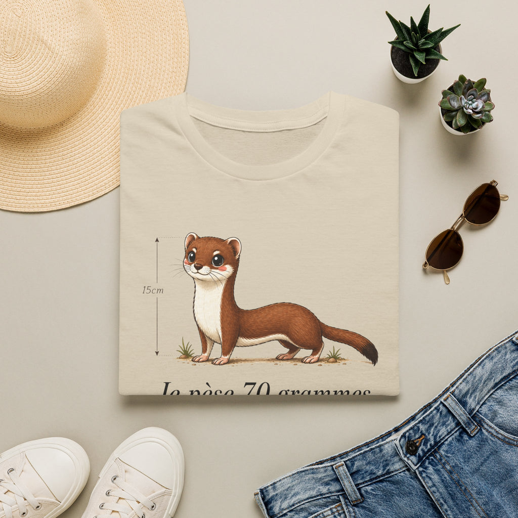 T-shirt — Adorable illustration d’hermine : « Je pèse 70 grammes, je chasse des lapins »