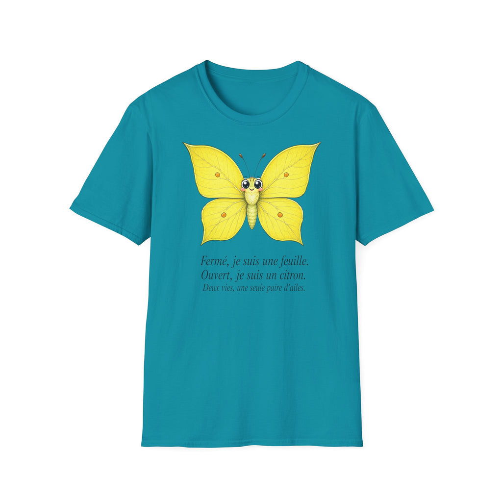 T-shirt papillon jaune avec poème