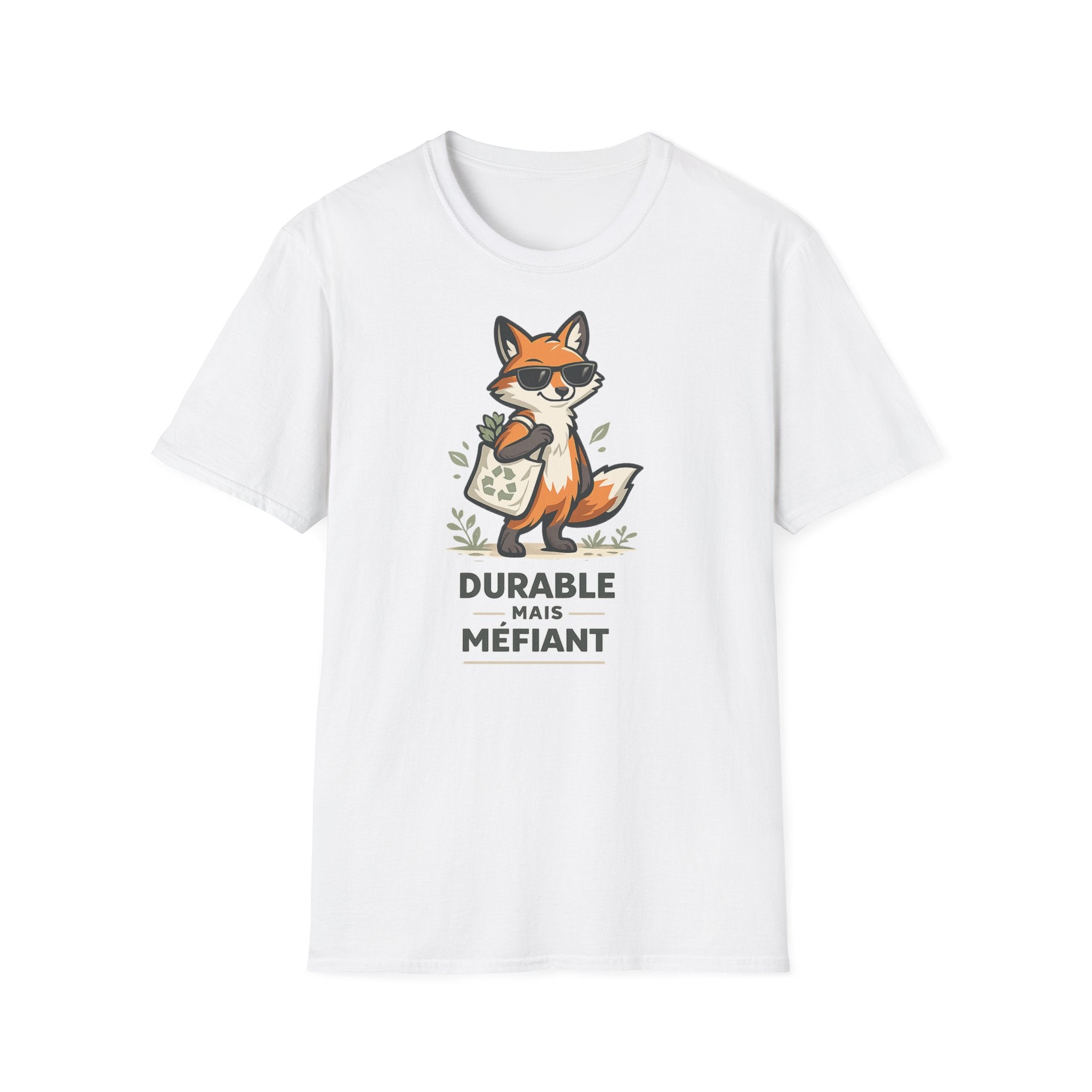 Fox Illustration T-Shirt — "Durable Mais Méfiant" Cute Fox Graphic Tee