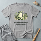 T-shirt grenouille compostage – "J'essaie de composter mes problèmes"