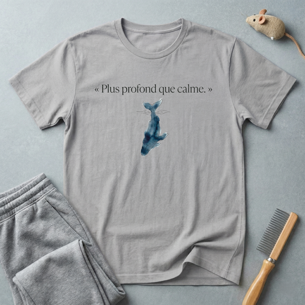 T-shirt baleine «Plus profond que calme» — T-shirt graphique océan