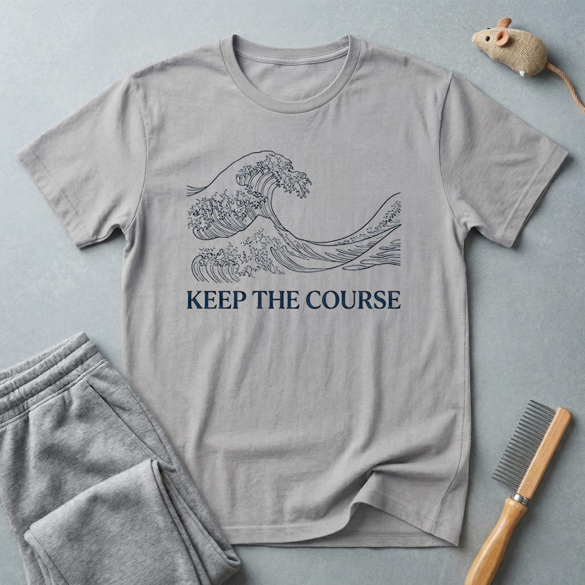 T-shirt Vague «Keep The Course» — T-shirt graphique nautique inspirant