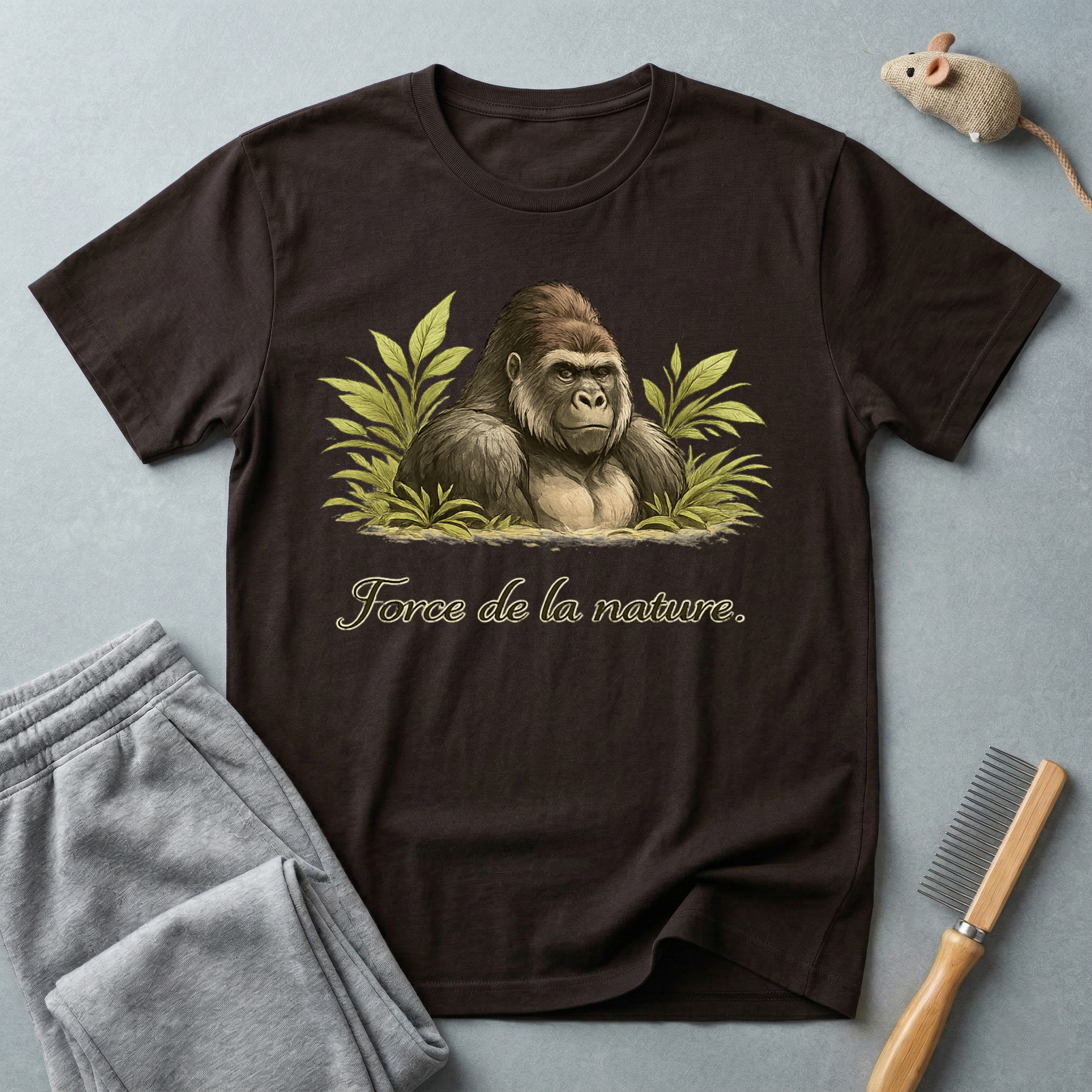 T-shirt Gorille Art Vintage — «Force de la nature.»