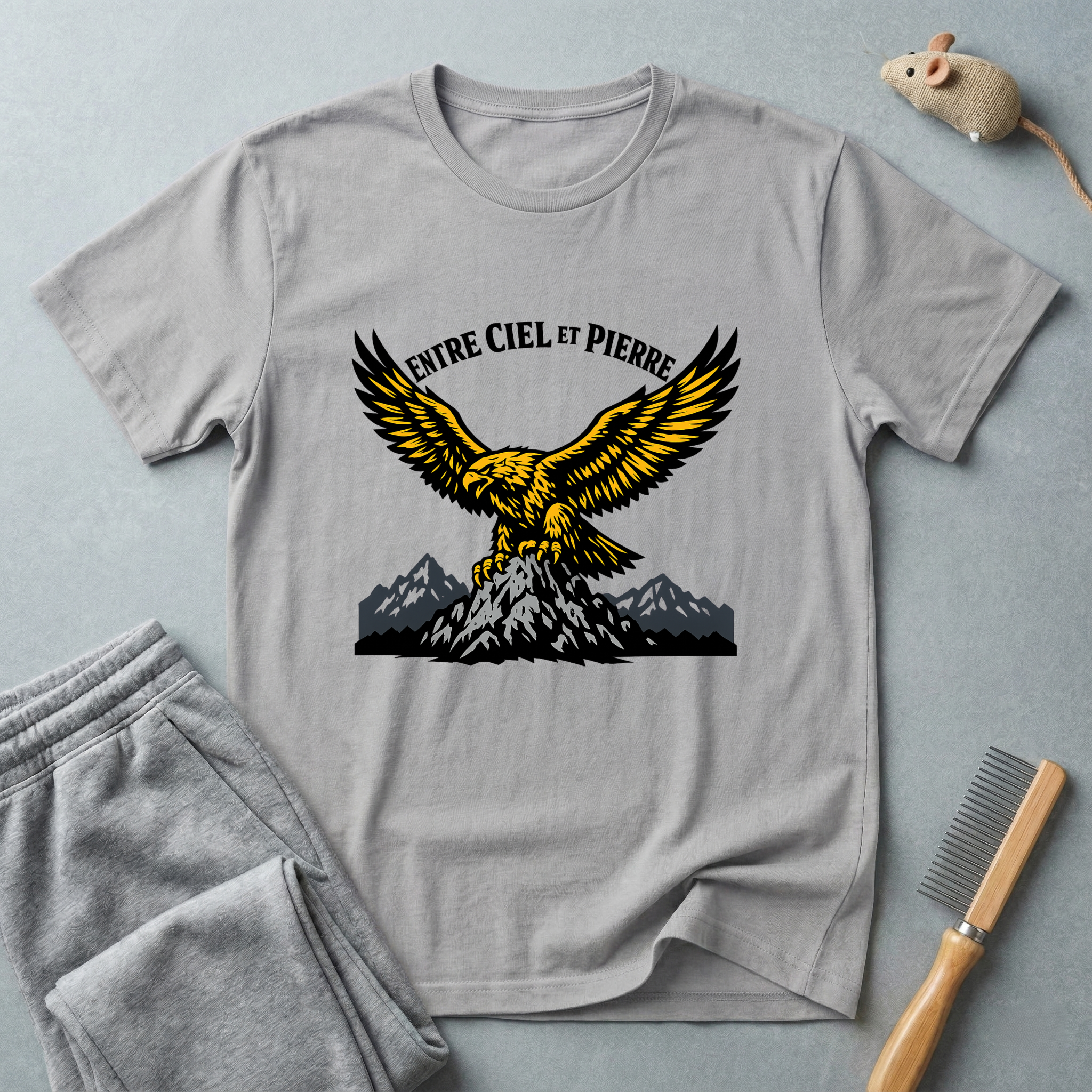 T-shirt aigle au-dessus des montagnes — T-shirt outdoor vintage «Entre Ciel et Pierre»