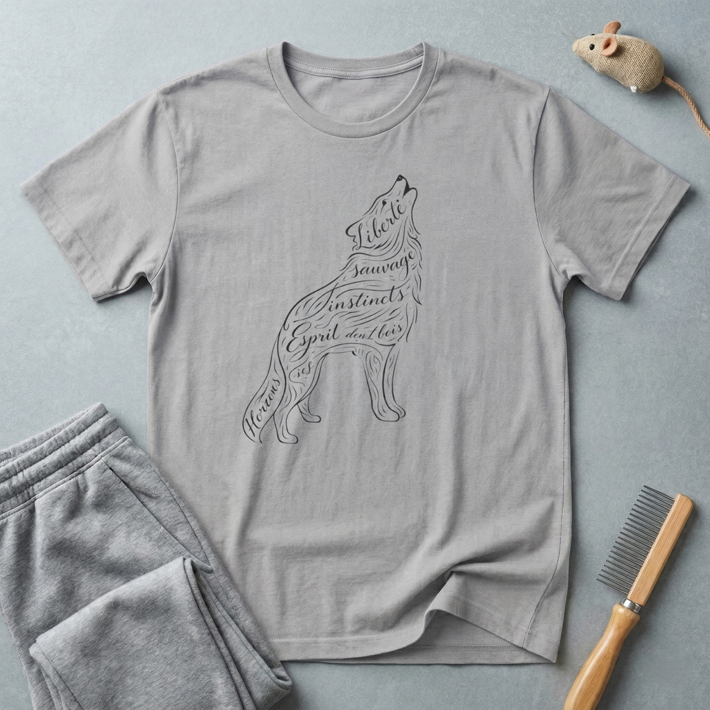T-shirt Loup calligraphie