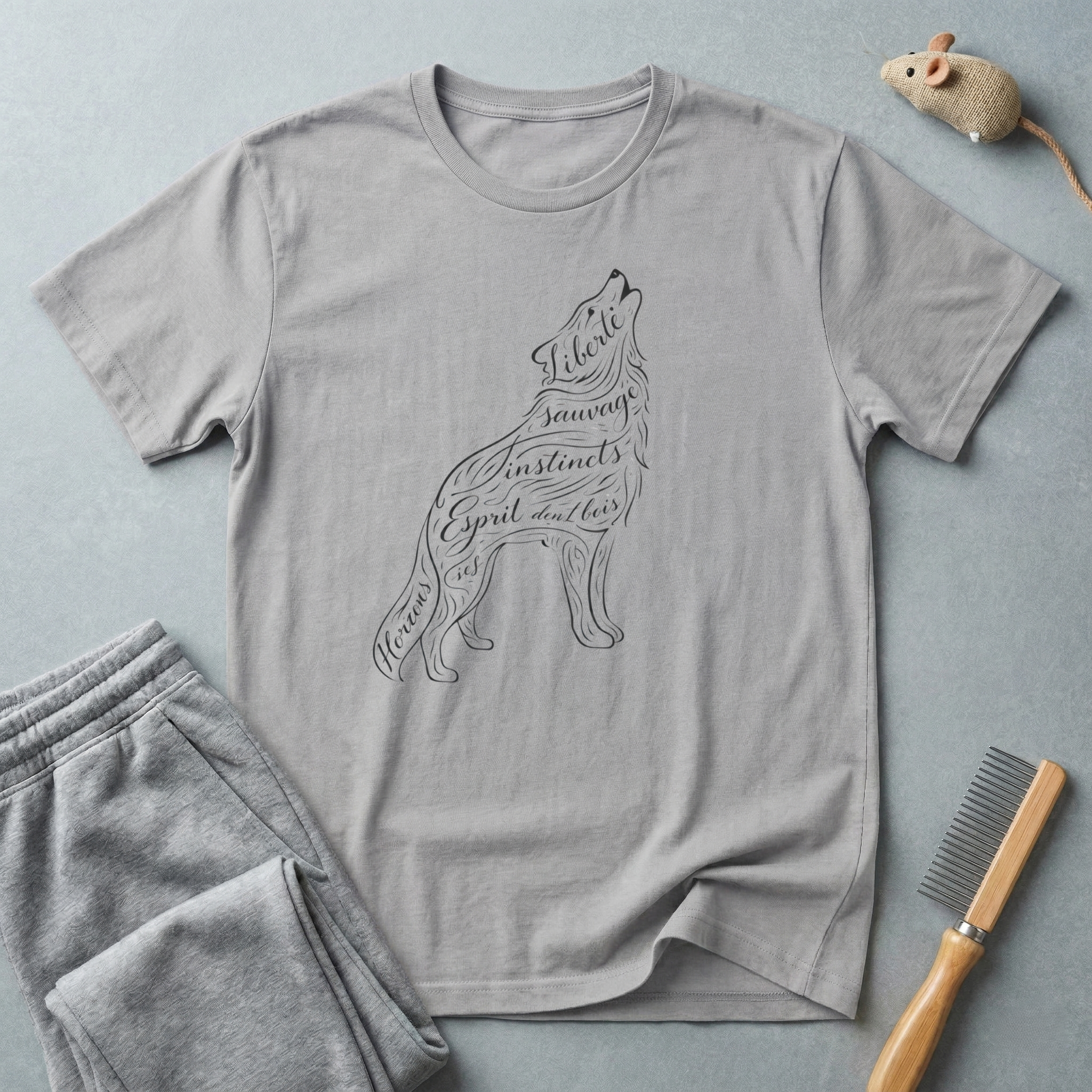 T-shirt Loup calligraphie