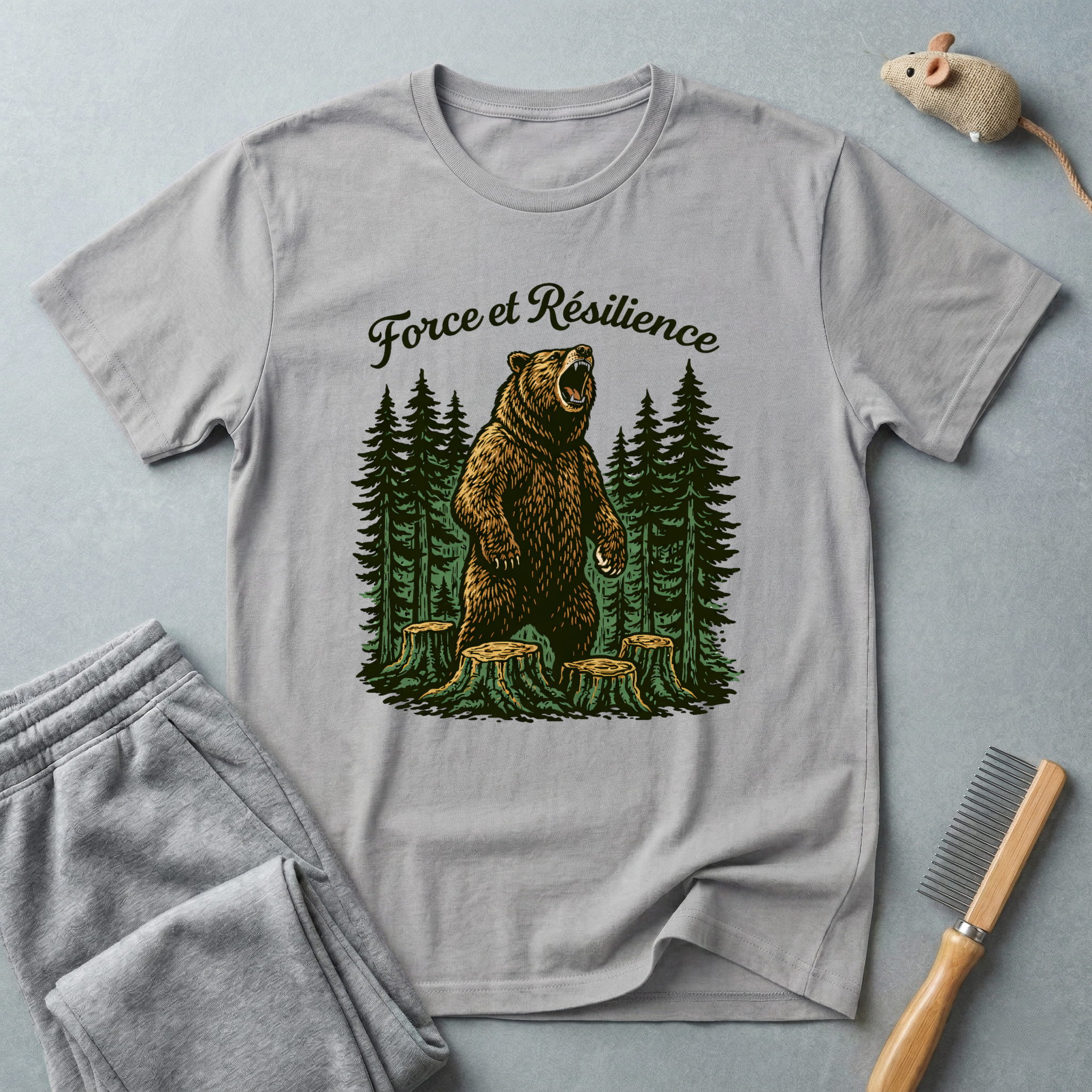 T-shirt forêt d’ours – T-shirt graphique «Force et Résilience»