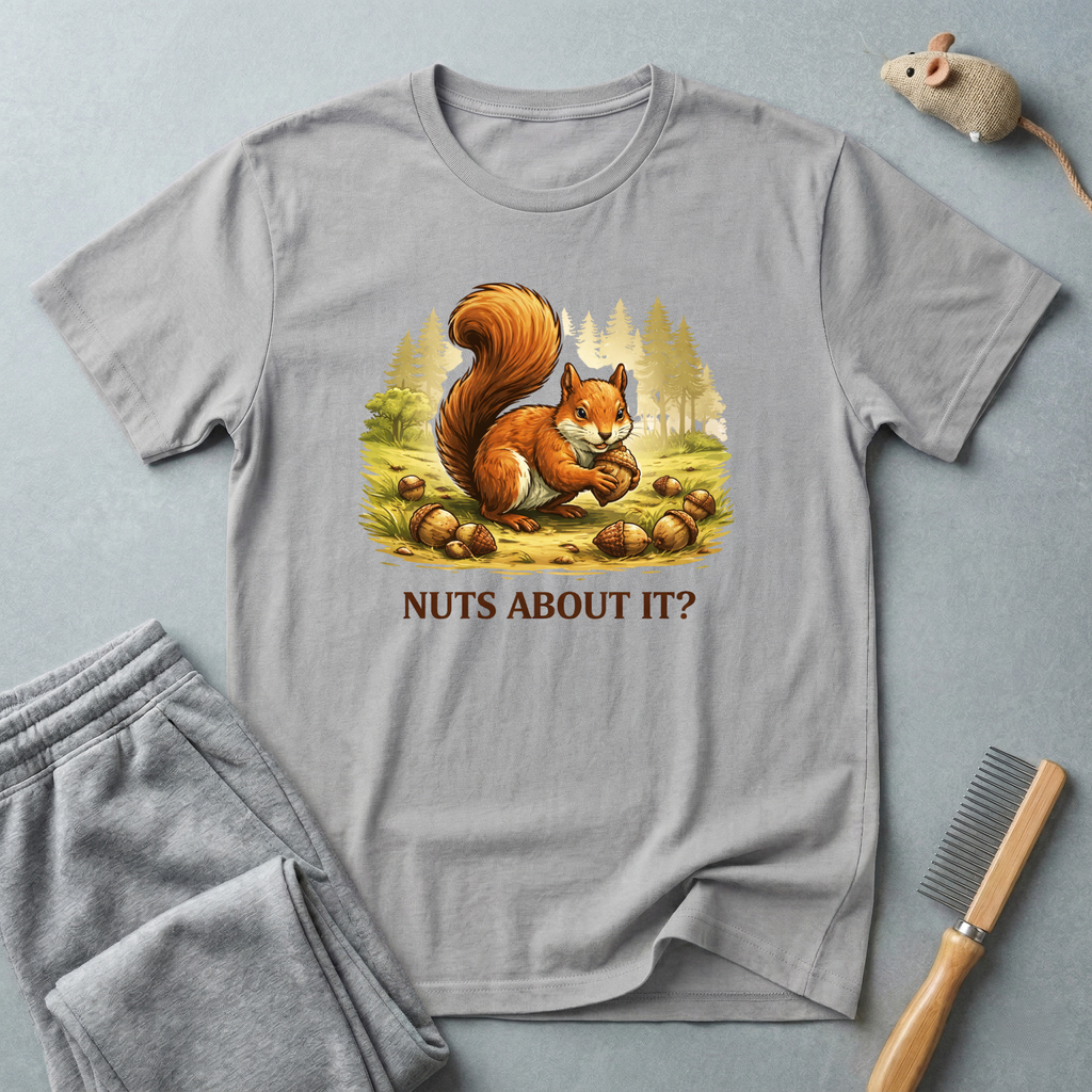 Squirrel 'Nuts About It?' T-Shirt — Cute Woodland Animal Tee