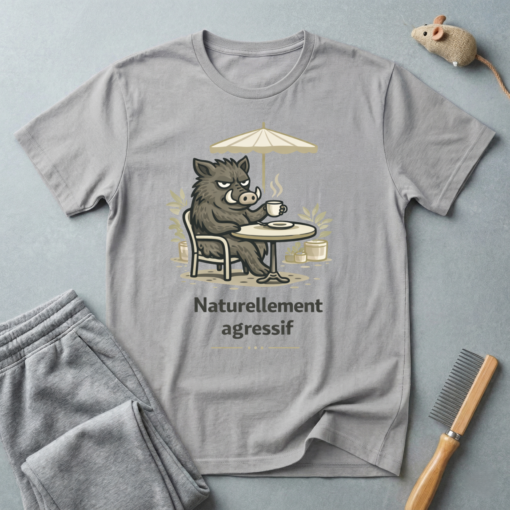 T-shirt café Sanglier — "Naturellement agressif"