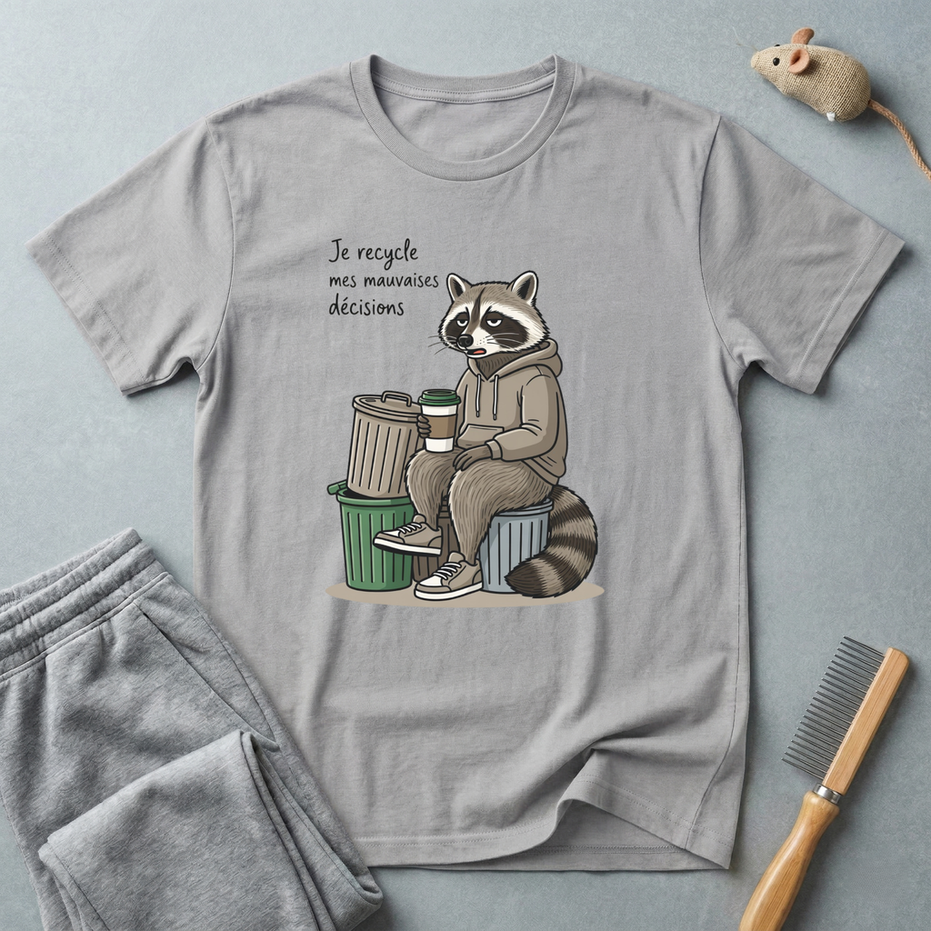 "Je recycle mes mauvaises décisions" T-shirt éco humoristique mignon