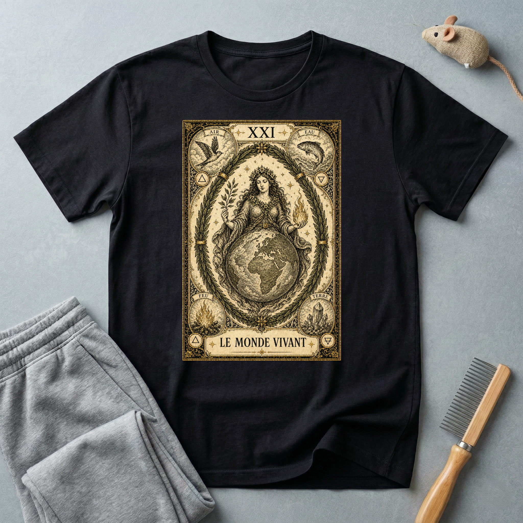 T-shirt Tarot «Le Monde» — Illustration vintage de l'Arcane XXI