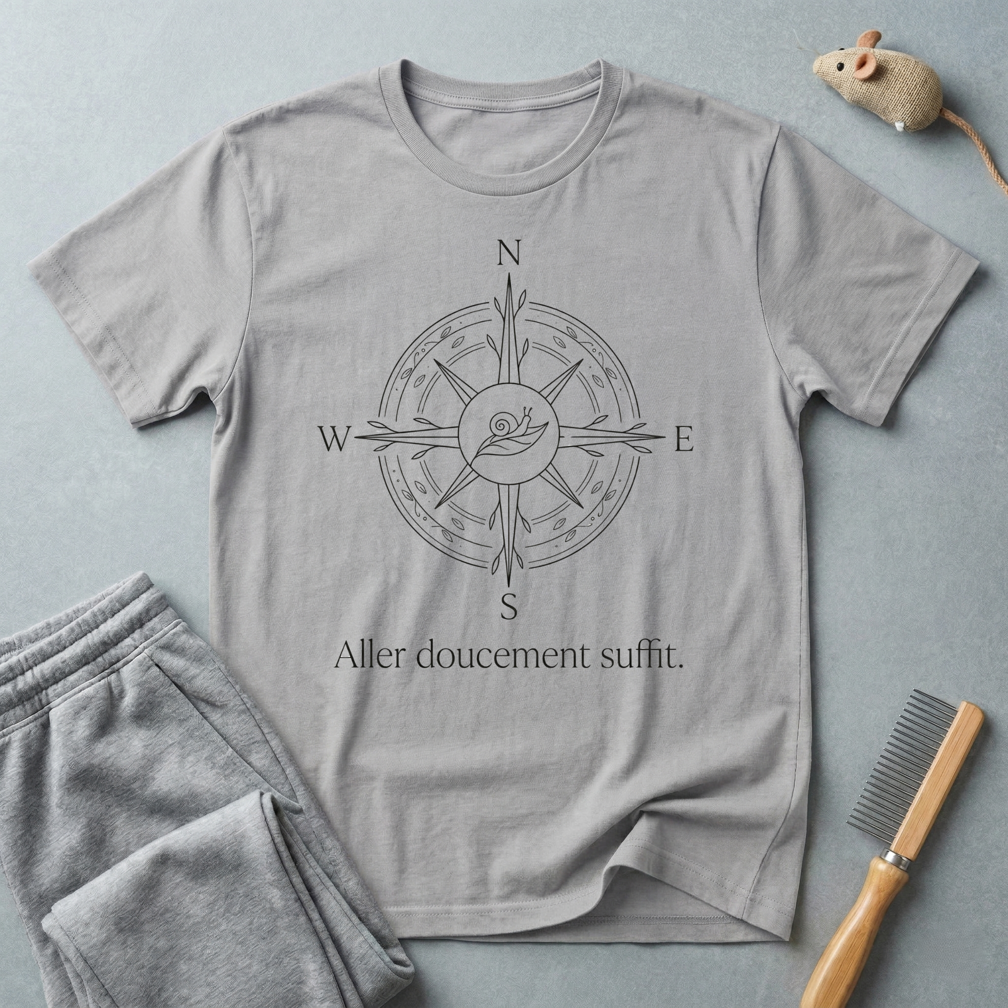 T-shirt Boussole Escargot — «Aller doucement suffit»