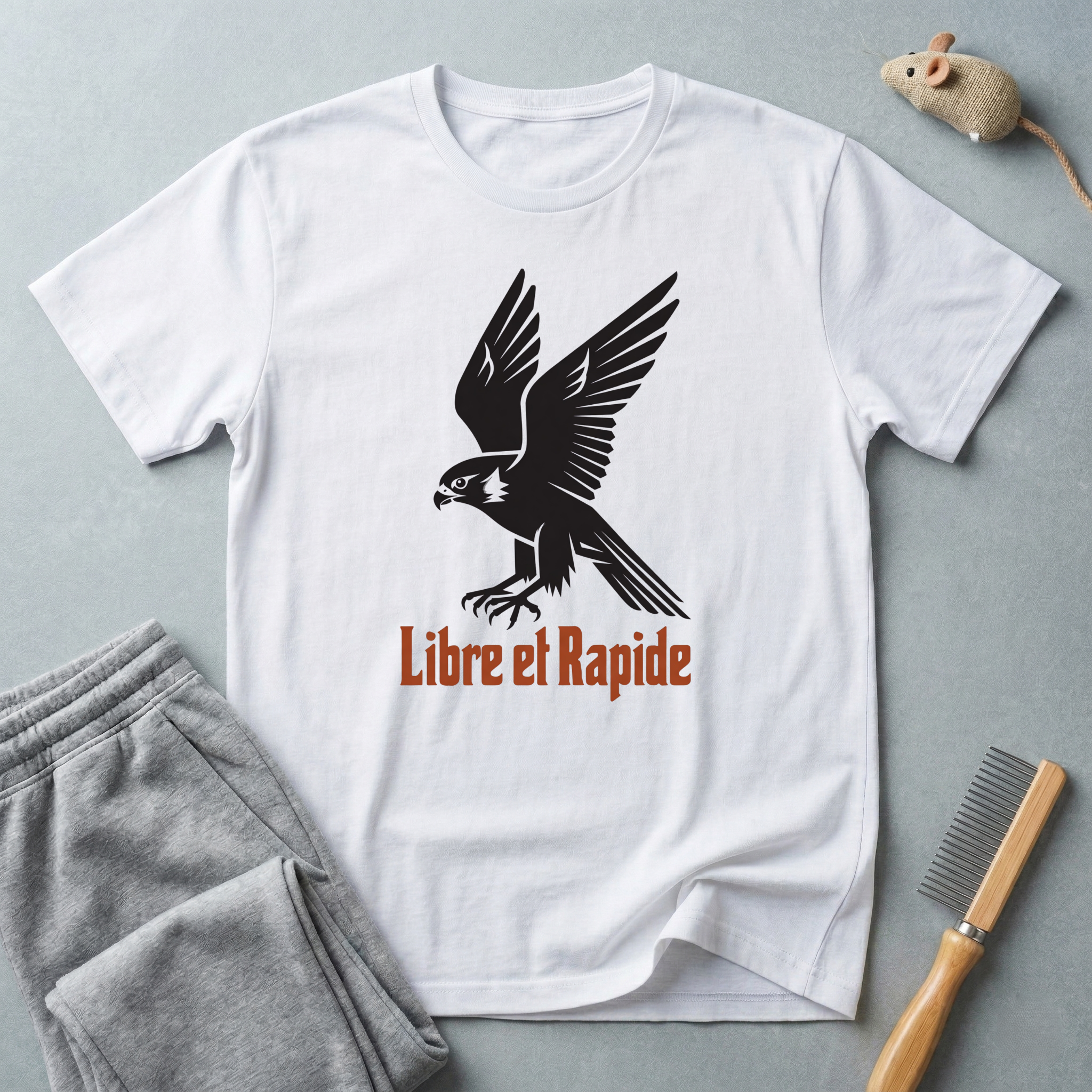 T-shirt graphique avec aigle — «Libre et rapide»