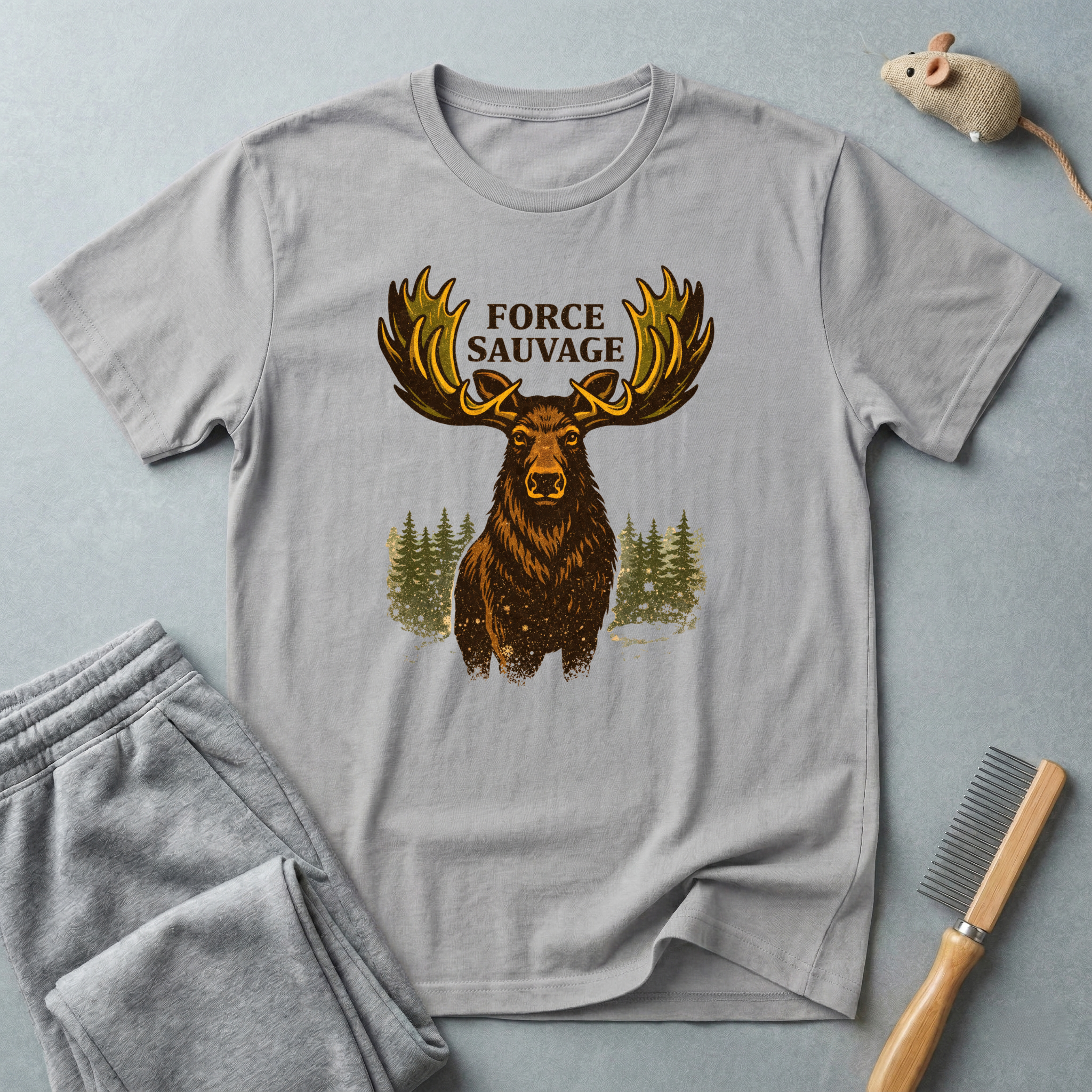 T-shirt graphique Élan — «Force Sauvage» T-shirt nature sauvage 🦌🌲