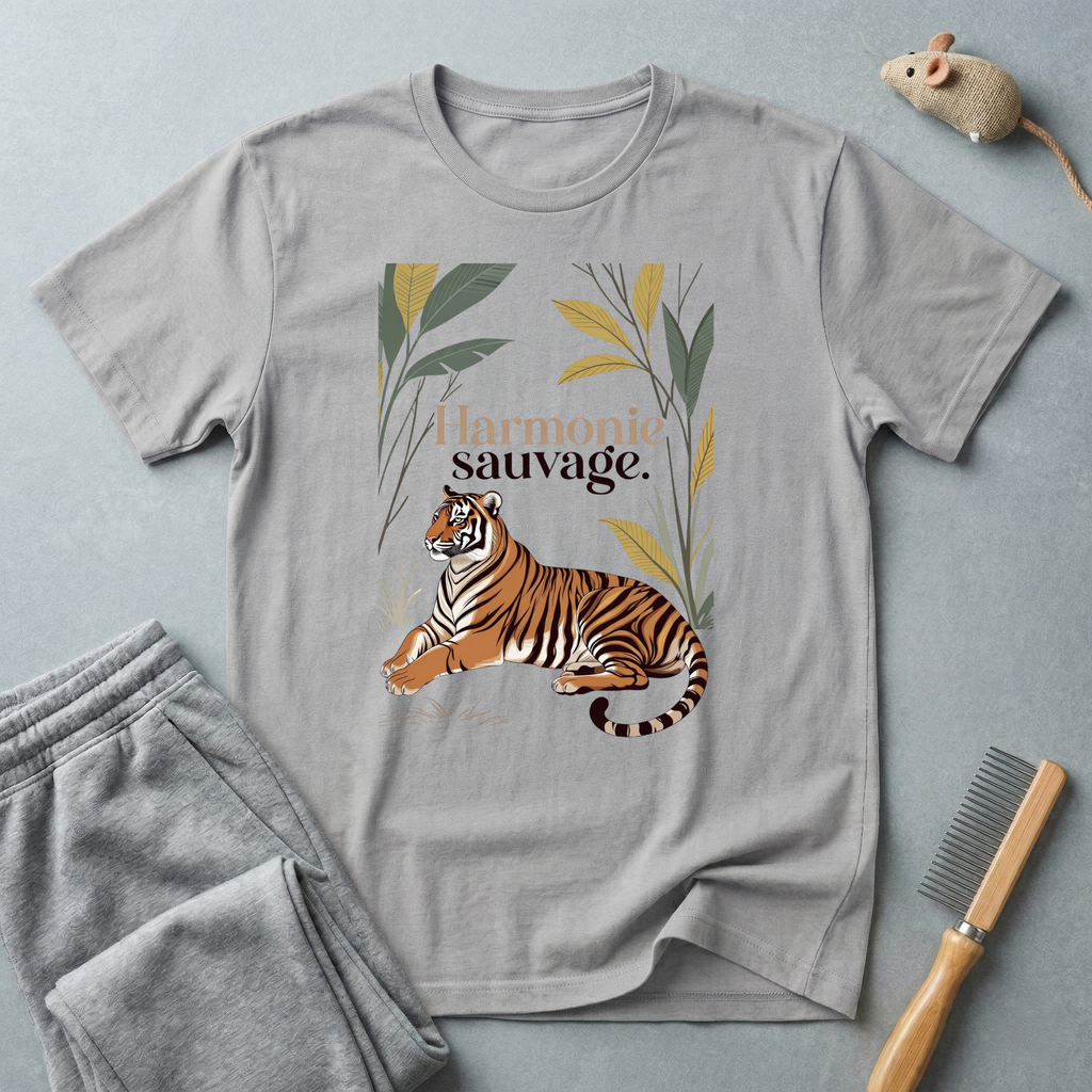 T-shirt graphique tigre botanique «Harmonie sauvage»