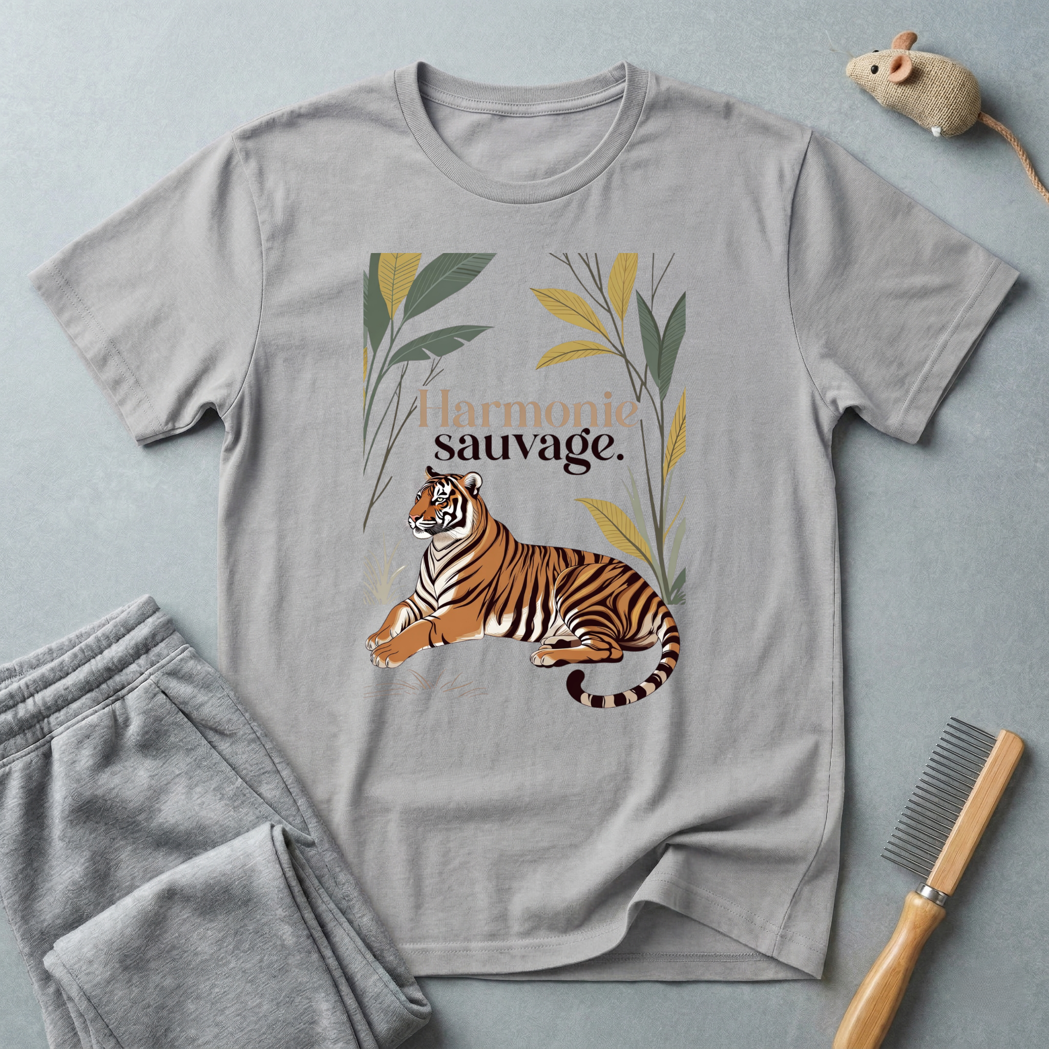 T-shirt graphique tigre botanique «Harmonie sauvage»