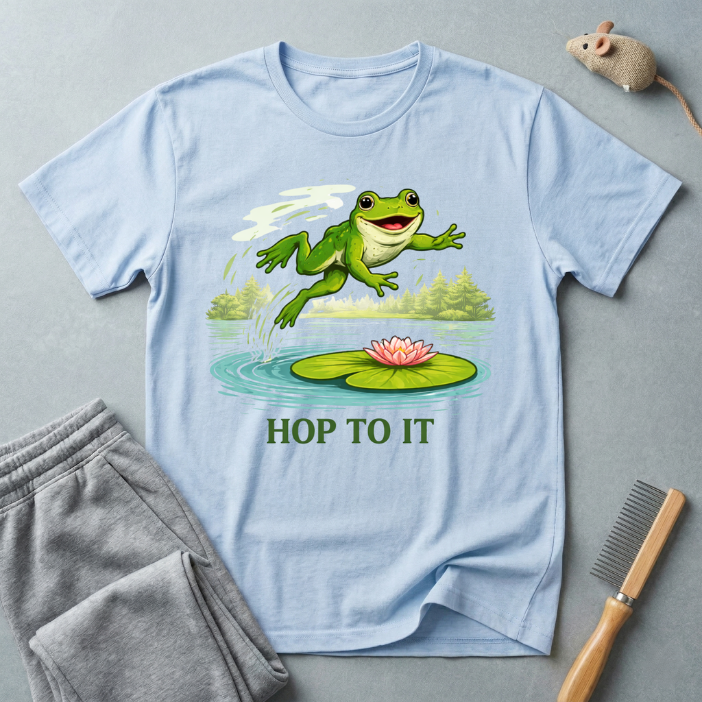 "Hop To It" Frog T-Shirt — Playful Graphic T-Shirt with Lily Pad