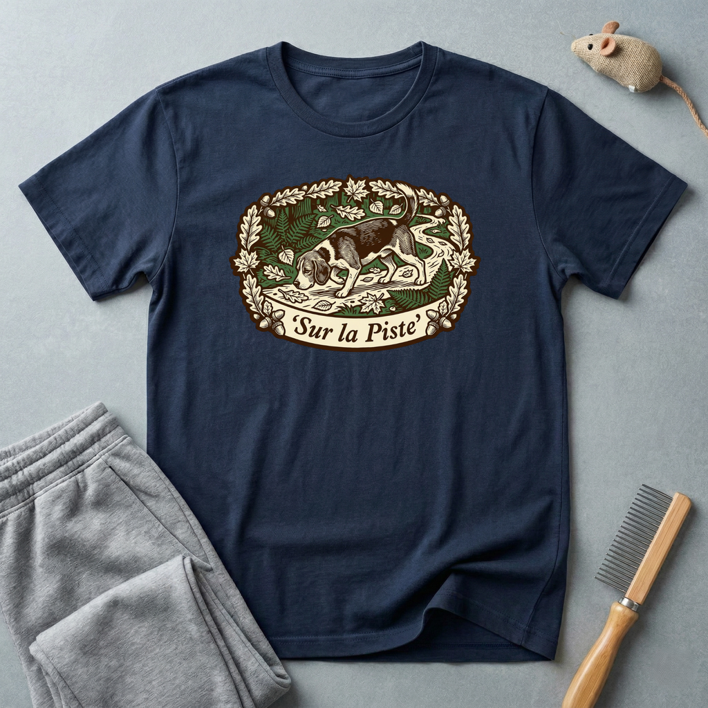T-shirt — Graphique vintage nature lapin «Sur la piste»